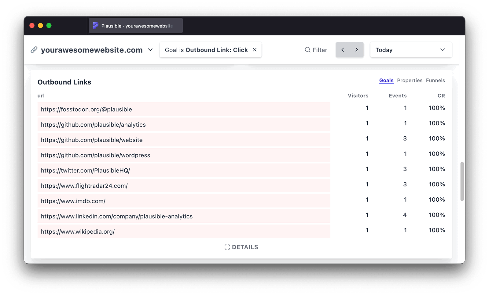 Outbound link click tracking