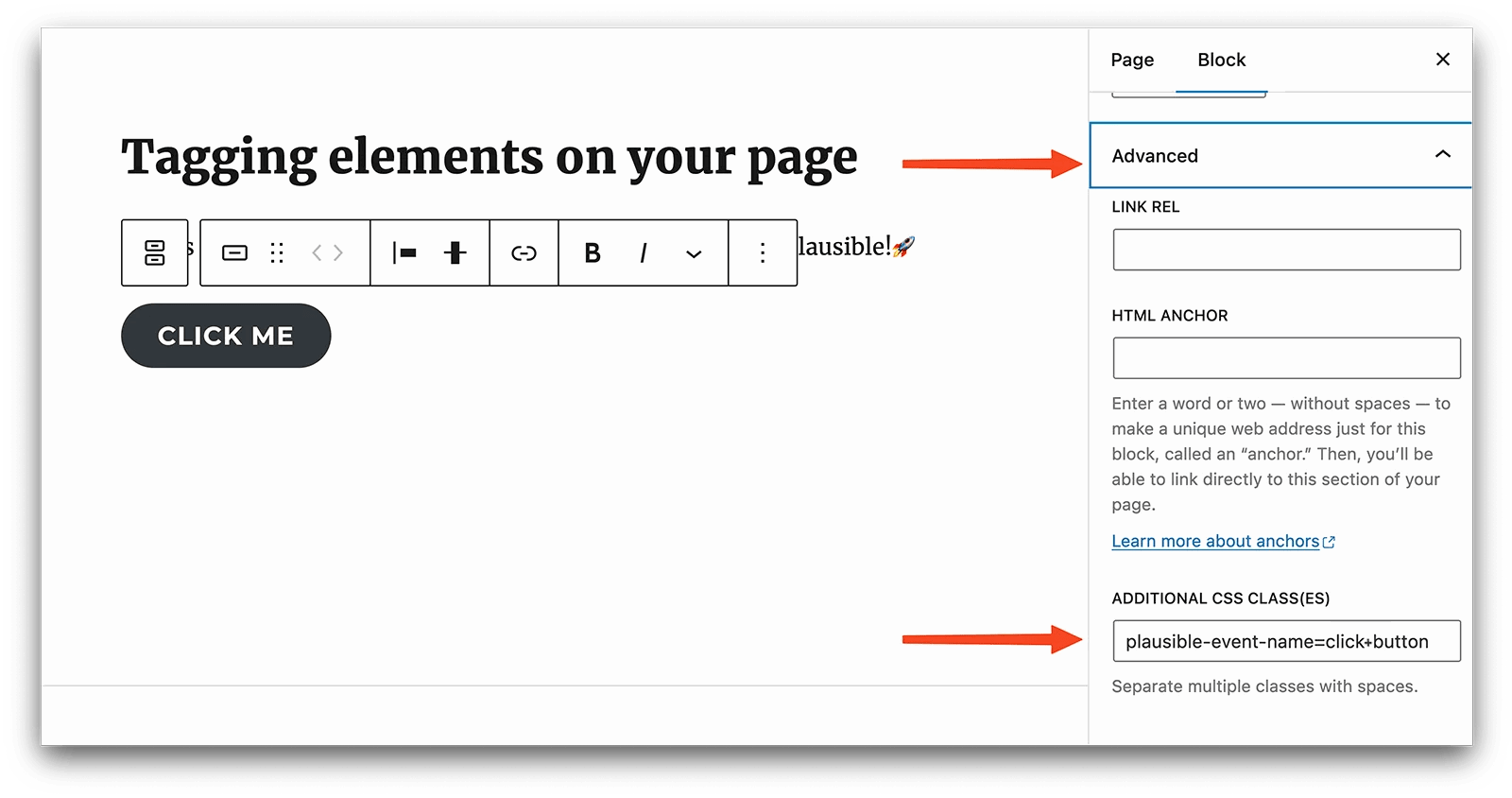 Add a CSS class name in the "Additional CSS class(es)" field